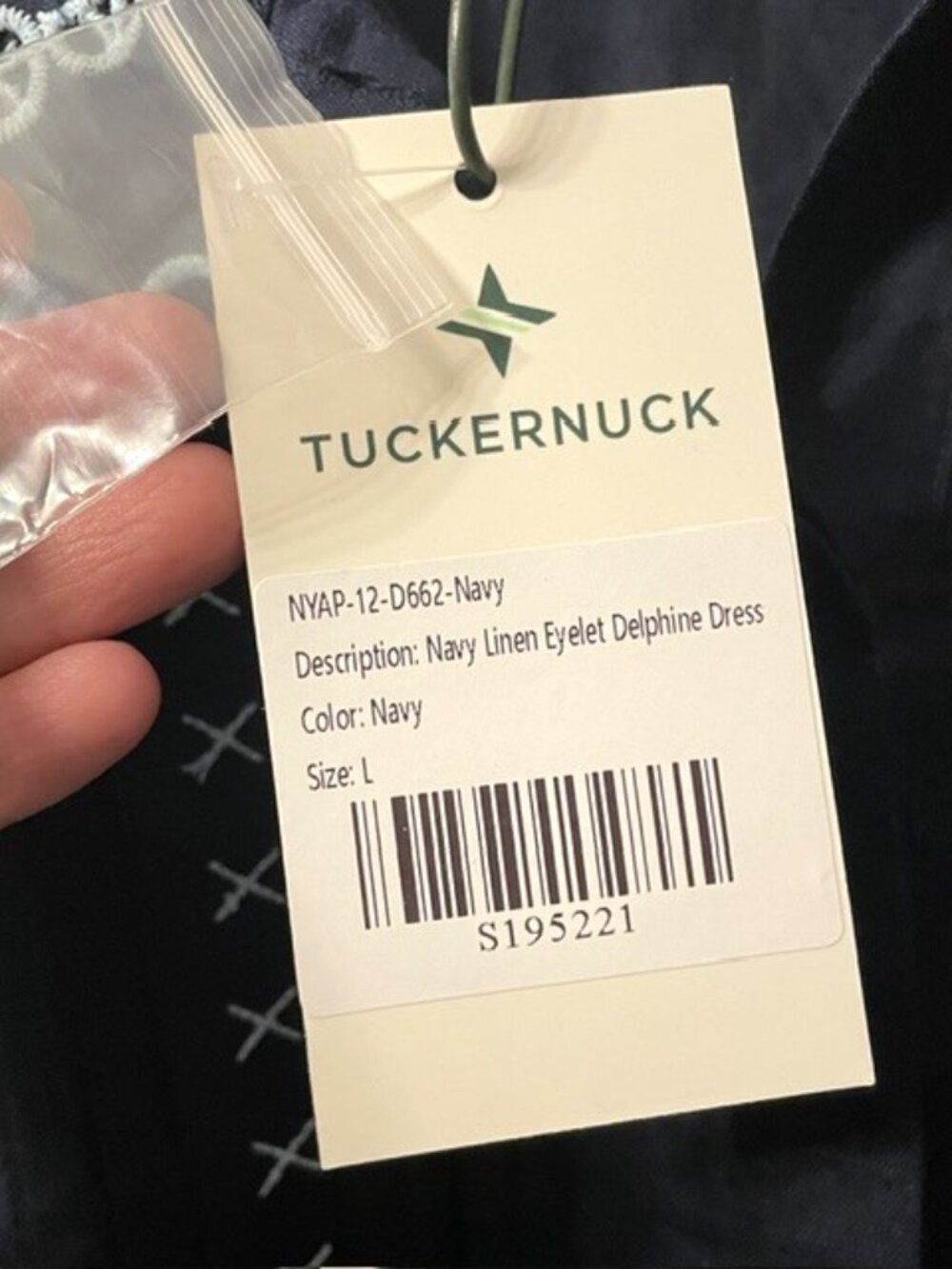 NWT Tuckernuck Linen Eyelet Delphine Mini Dress Navy Size Large Resort Beach - Picture 12 of 16